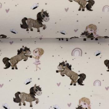 Preview: Baumwolljersey Ponys auf Vanille by Swafing by Sabine Marschall